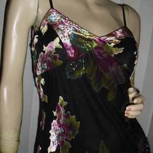 Sue Wong,cocktail,party,beaded,aqua,gold,fuschia florals,assymetrical,Brand-New